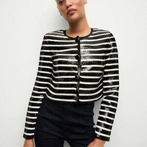 Veronica Beard Black and White Striped Jacket